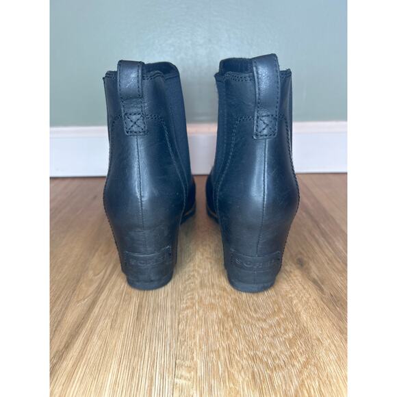 Sorel Women 7.5 Joan Of Arctic Boot Waterproof Black Chelsea Bootie Wedge Preppy - Picture 5 of 8